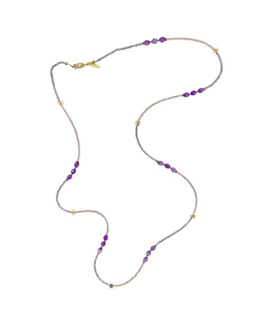 Farra Metallic Gemstone Color Matching Versatile Long Necklace