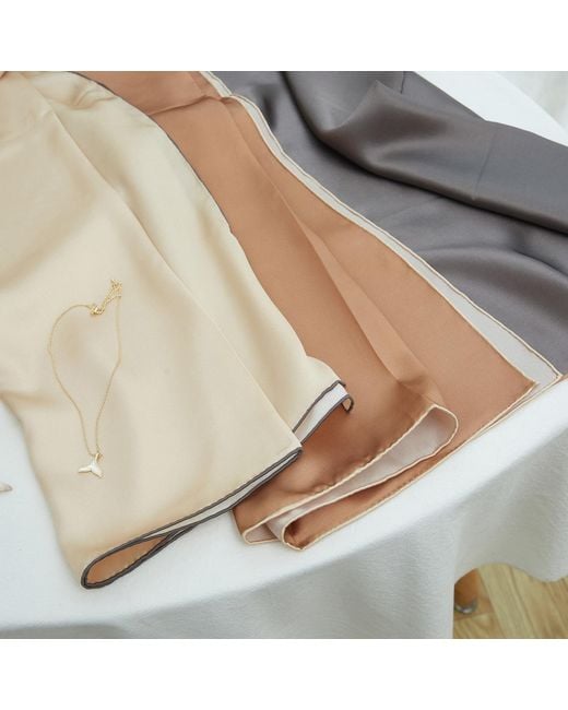 Soft Strokes Silk Brown Pure Silk Scarf Sand Beach Solid Colour Collection Sand Large