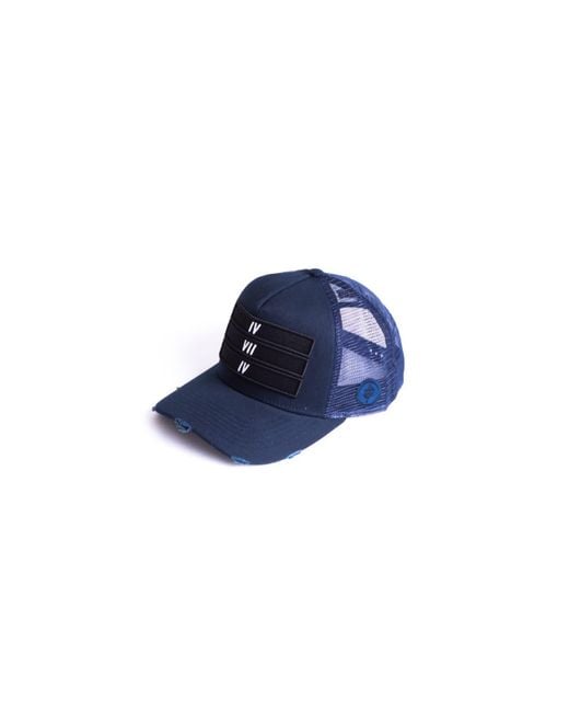 474 co Blue 474 3D Distressed Trucker Hat for men