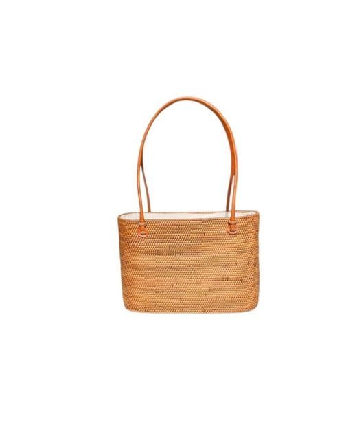 OhSun Brown Neutrals Lolita Rattan & Leather Tote