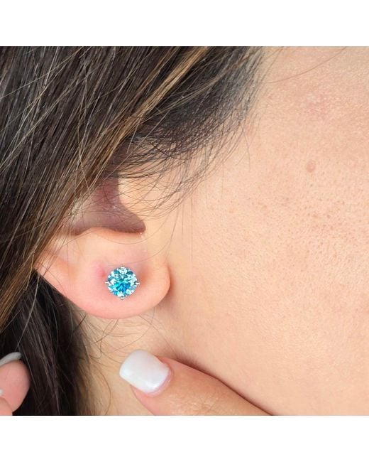 Harfi Blue Aquamarine Moissanite Crystal Sterling Earrings