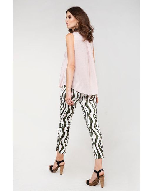 Conquista Black Fitted Print Trousers By Fashion