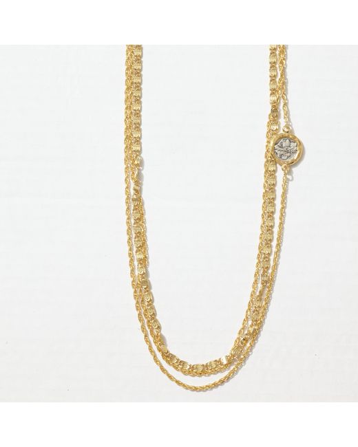 Alexie of Athens Metallic Yiayia Long Triple Chain Necklace