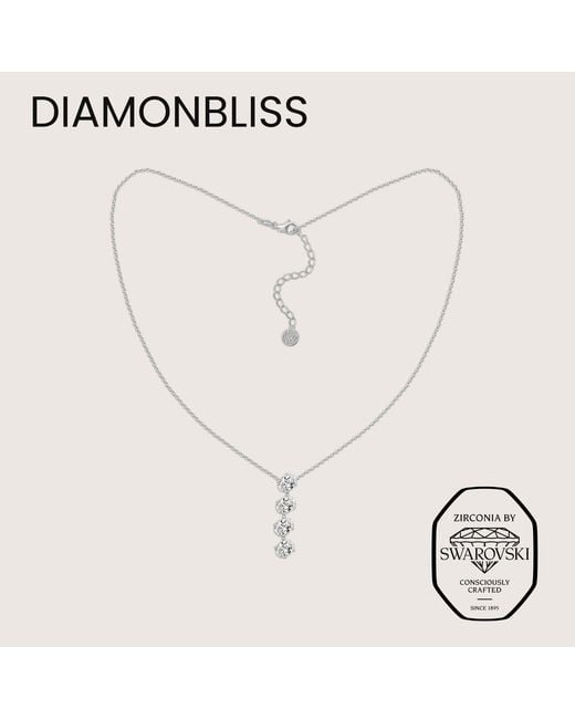 Diamonbliss Metallic Embellished With Swarovski Plated Oval Cut Drop Pendant Necklace, Five Carats