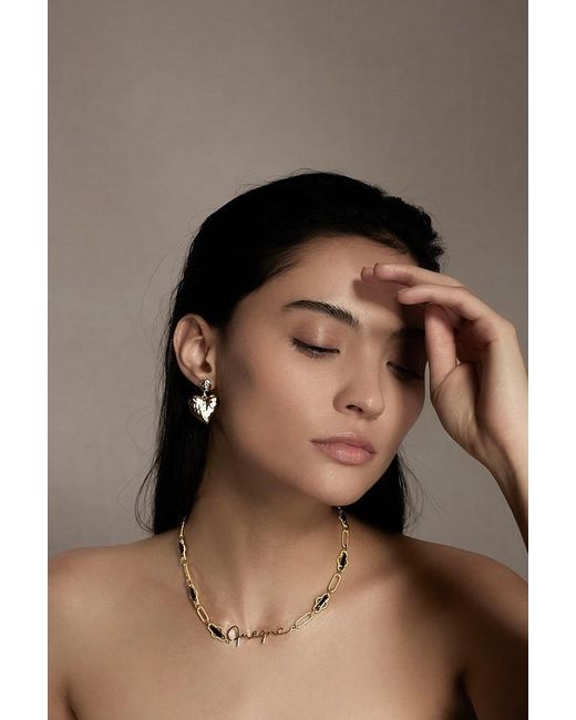 Freqnc Atelier Metallic Amor Heart Drop Earrings