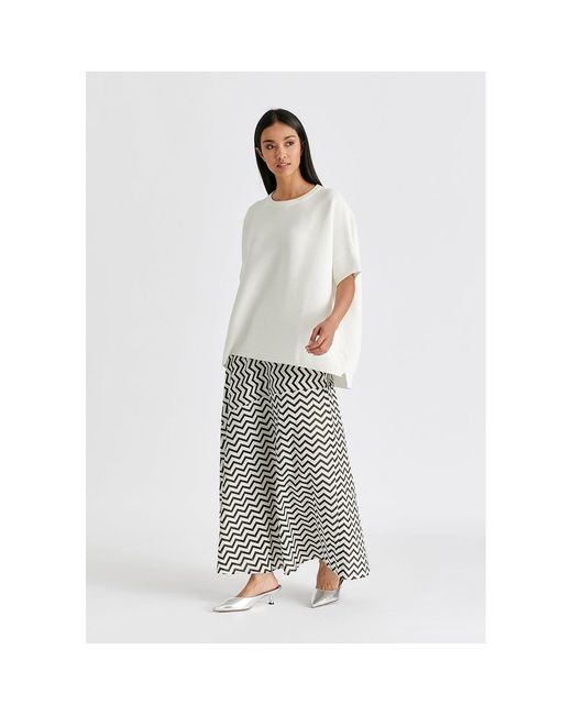 Paisie White Short Sleeve Ribbed Jumper