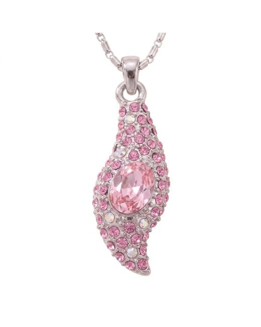 Modenaire Metallic Fuchsia Crystal Floral Pendant Necklace