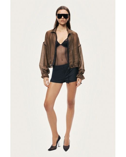 Nocturne Brown Sheer Zip-Front Jacket
