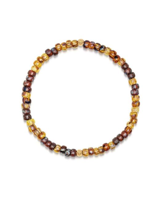 Nialaya Metallic Wristband With Amber Miyuki Beads for men