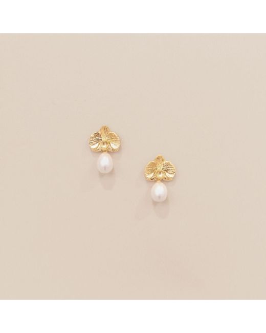 Agora Jewellery Metallic Orchid Pearl Earrings