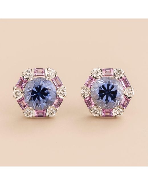 Juvetti Pink Melba Earrings Sapphires, Sapphires, Diamonds