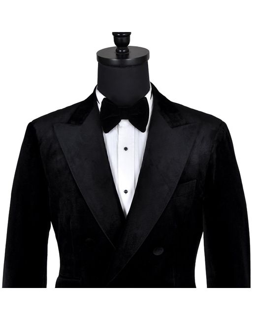 DAVID WEJ Blue Maison Velvet Double Breasted Blazer – for men