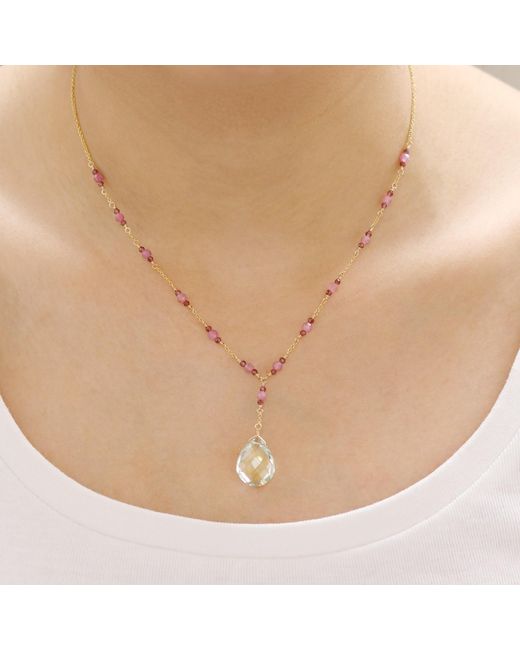 MOUNIR LONDON Metallic Green Amethyst Drop Necklace