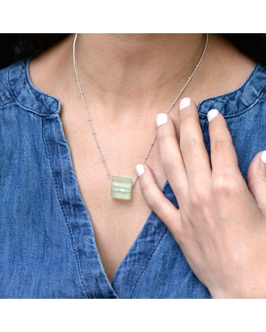Smart Glass Jewelry Metallic Neutrals Recycled Glass Cube Necklace Sterling Antique Clear