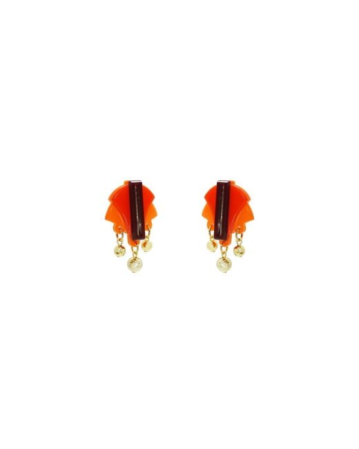 Gissa Bicalho Red Acrylic Handmade Earring Oca