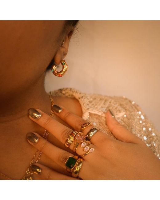 Superdivajewellery Metallic Pearl Gemstone Earrings