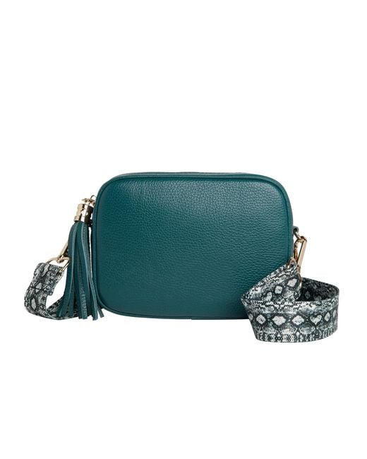 Betsy & Floss Green Verona Crossbody Tassel Bag With Snake Print Strap