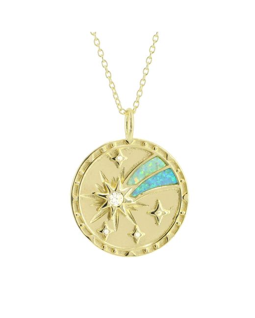 KAMARIA Metallic Opal Shooting Star Wish Medallion Necklace