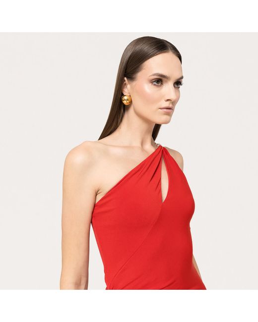 Nissa Red Open-Back Jersey Midi Dress
