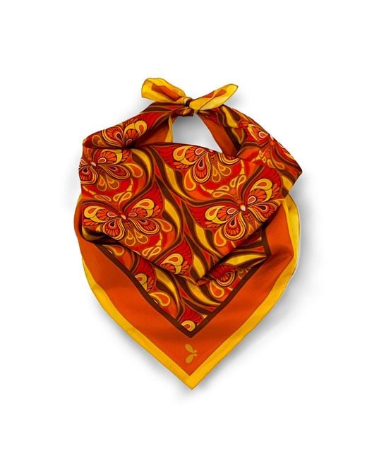 Henelle Orange Butterfly Effect Sunset Silk Bandana