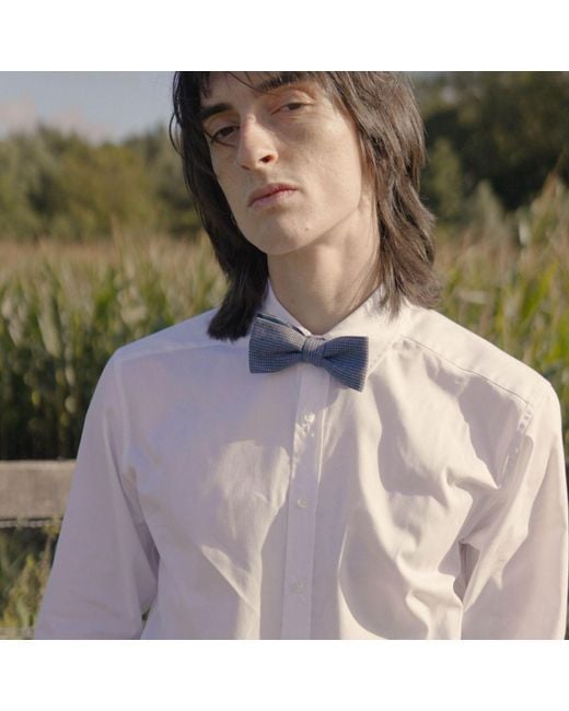 LE COLONEL Gray Houndstooth Bow Tie for men