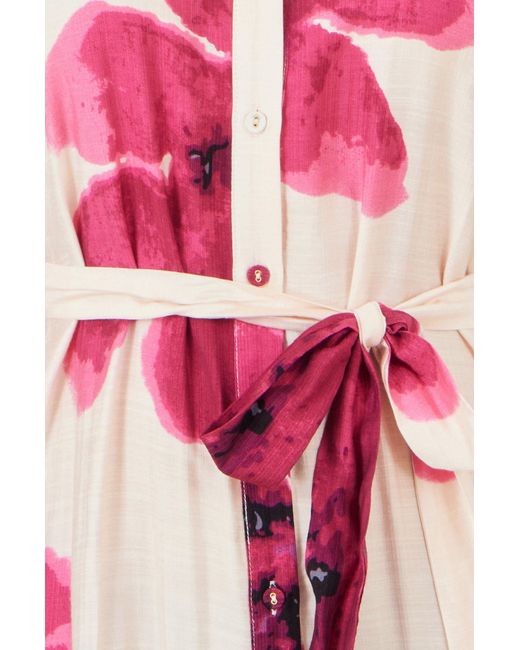 Yumi' Pink Scattered Floral Shirt Dress