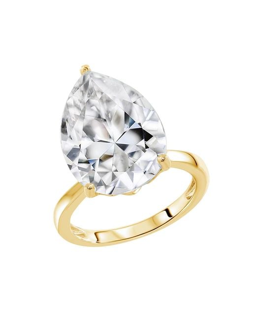 Diamonbliss Metallic Ten Carats Pear Cut Solitaire Cocktail Ring