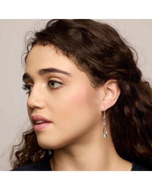 Isla Silver Metallic Flowing & Opal Drop Earrings