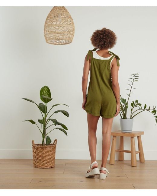 Known Supply Green Tie Top Gauze Romper