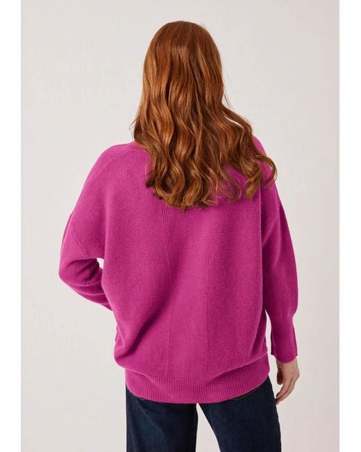 Loop Cashmere Pink Relaxed Lofty V Neck Sweater
