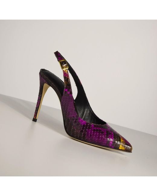 Aethra Shoes Purple Aeris Leather Slingback Pointed-Toe Pumps
