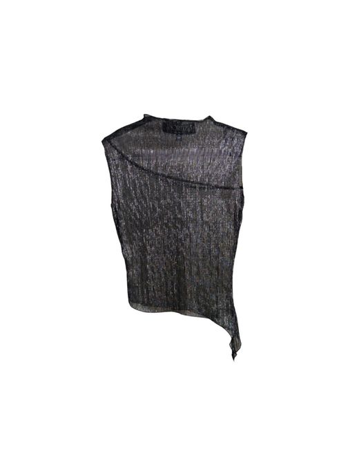 Amortizia Gray Belladona Top Metallic Shimmer Asymmetric Top