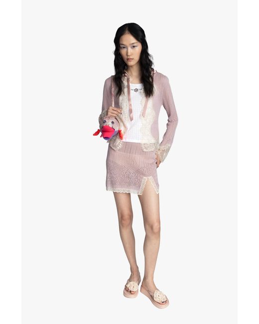 Anna Sui Pink Lingerie Lace Knits Cardigan