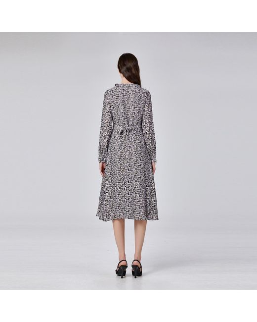Smart and Joy Blue Cross Drape V Neckline Flared Printed Dress