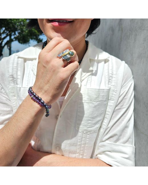 Farra Blue Deep Irregular Freshwater Pearls Bracelet for men