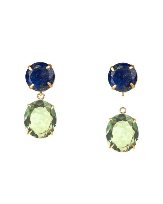Bounkit Green Vanessa Earrings Lapis Clip On