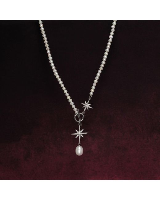 Ninemoo Metallic Celestial North Star Pearl Necklace