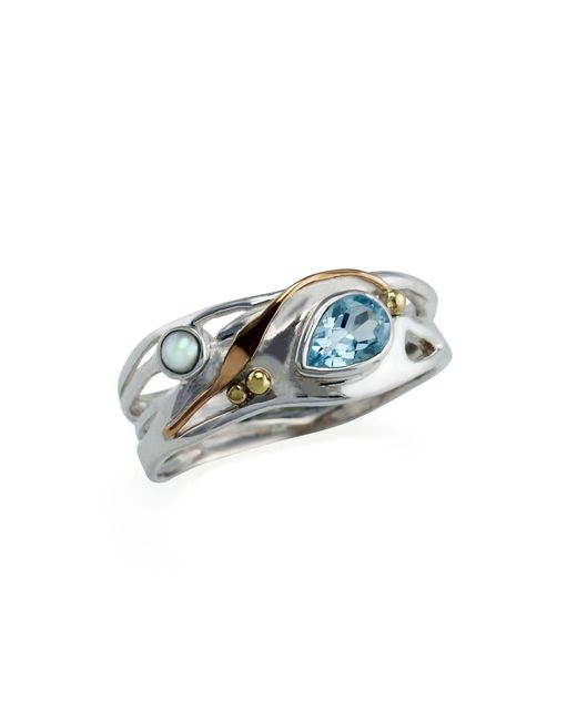 Isla Silver White Freshwater Pearl & Teardrop Topaz Ring