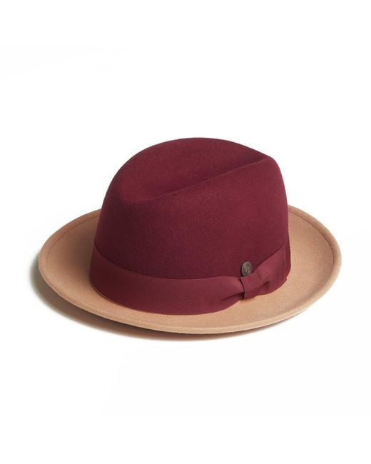 Dasmarca Hats Red Gangstar Burgundy Camel Felt Hat for men