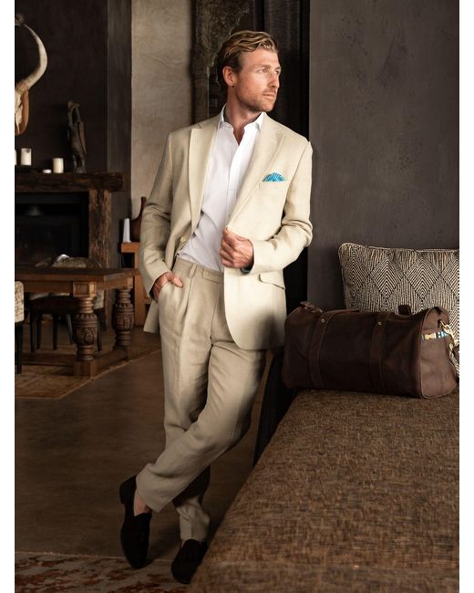 Koy Clothing Natural Neutrals Pale Linen Suit Trousers for men