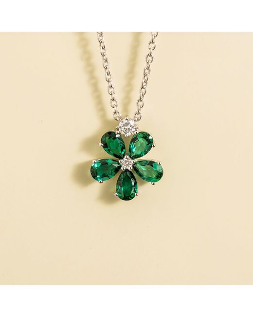 Juvetti Green Florea Necklace Emerald & Diamond