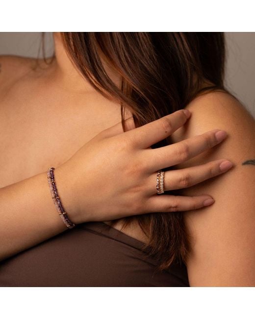 Belinda Jewelz Metallic Amethyst Beaded Bracelet