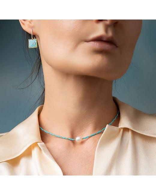 Kate Koel Blue Ocean Square Dangle Earrings