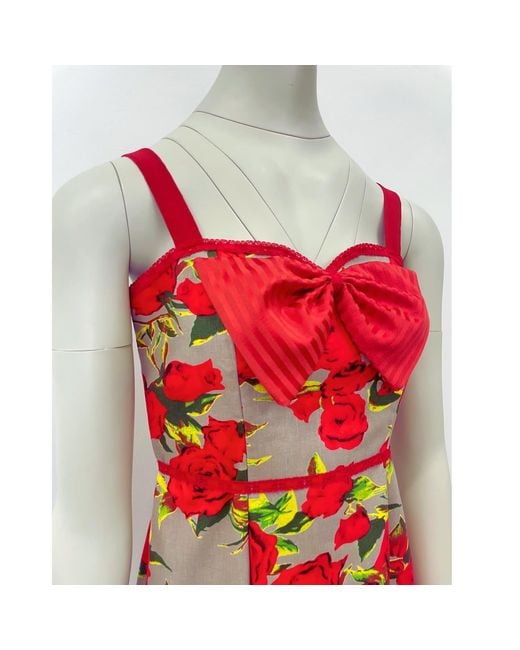 Couture to Your Door Red Rose Print Bow Maxi Dress