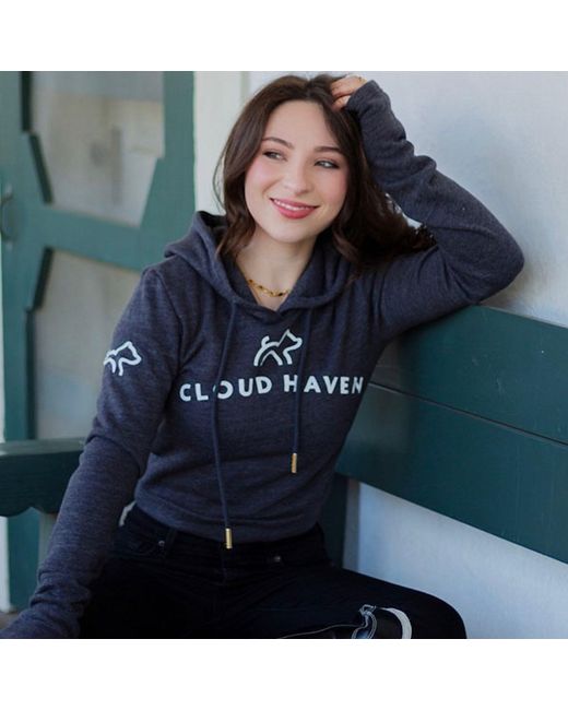 Cloud Haven Blue Cozy Crop Logo Hoodie