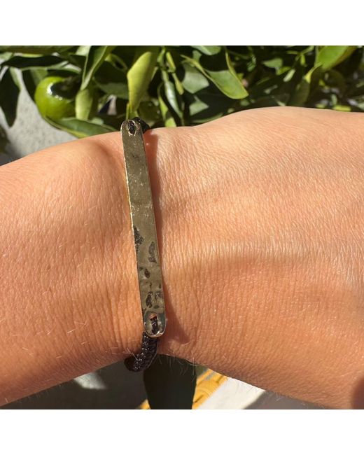 Ecce | Artisan Diamonds Black 14K Solid Hammered Rose Cord Bracelet