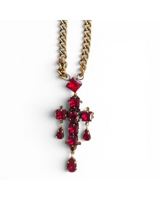 Vstyle Sacred Art Ruby Cross Necklace