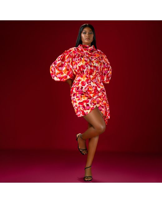 Freak Vault Red Solaris Draped Mini Dress