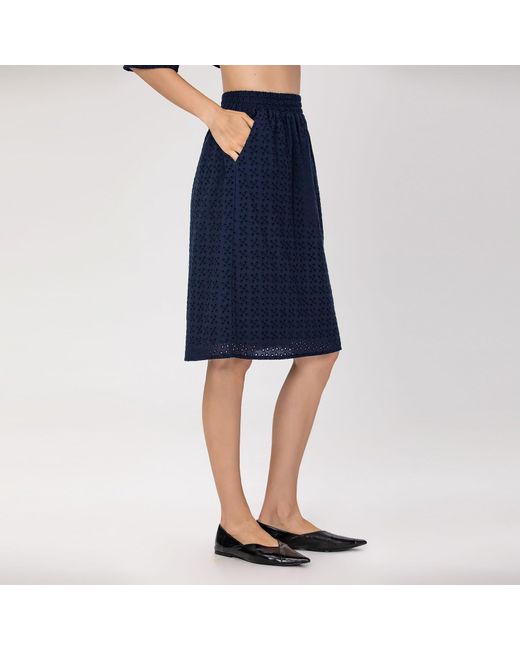 Smart and Joy Blue Eyelet Cotton Lace Skirt