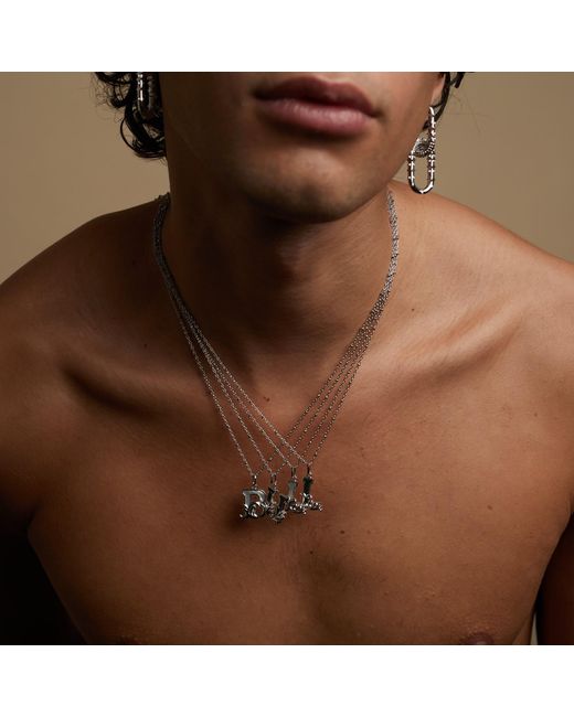 Kasun Metallic Solid H Initial Necklace With Mother Of Pearl